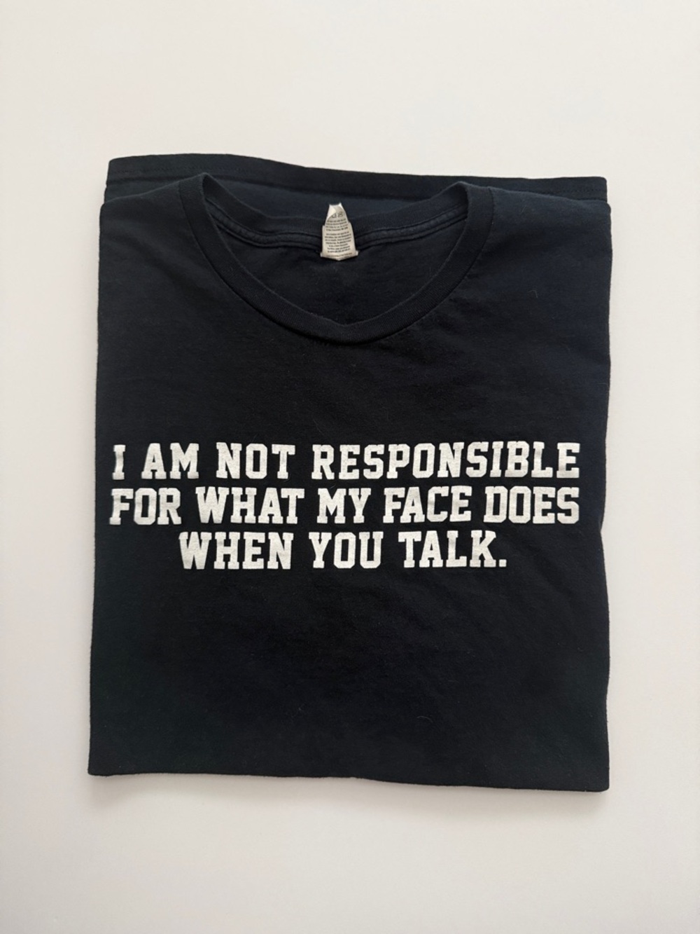 Fruit of the Loom Black Tee with White Text